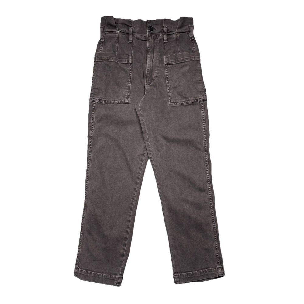 AMO Utility Paperbag Crop Pants 24 (26x24.5) Washed Black No Belt High Waisted